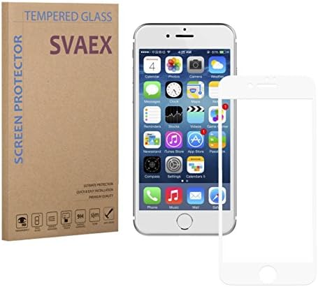 SVAEX iPhone 8 iPhone 7 Full Cover Premium Tempered Glass Screen Protector - White - 0.3mm - HD Transparency - Oleophobic coating - 2.5D Round Edges - Delicate Touch - Japanese Glass