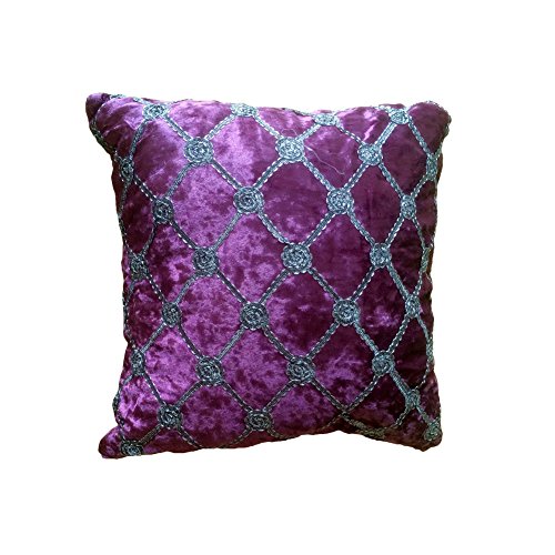 Home Decor Plush Plaid Pillow Cover Sofa Cushion Cover Hidden Zipper Closure 18" x 18" (45CM X 45CM) (Purple)