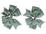 2 x Green Gingham Check Hair Bows Hair Clips Ideal for Matching BTS Back to School Summer Dress's Uniform