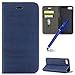 Produktbild iPhone 7 Hülle,Flip Case Leder für iPhone 8,MoreChioce PU Leder Klapphülle Flip Case Folio Schale im Bookstyle,Retro Blau Kunstleder Schutzhülle Handytasche Inner TPU Back Cover Protective Brieftasche Wallet Case Bookcover Magnetische mit Karte Halterung Standfunktion für Apple iPhone 7 / 8 + 1x Blau Stylus Stift
