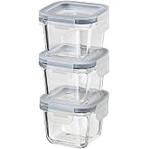IKEA 3 Piece Glass Storage Container Set 180 ml, Square-Vacuum Mini Containers