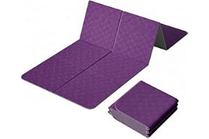 Vikbar TPE yogamatta 183 x 61 x 0,5 cm, bärbar halkfri yogamatta, hopfällbar pilates- och fitnessmatta, gymnastikmatta för hem, gym och resor