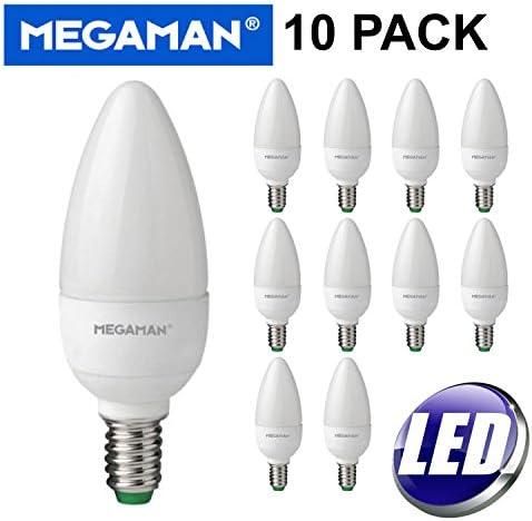 10 PACK MEGAMAN LED 5.5W WARM WHITE SES E14 CANDLE NONE DIMMABLE LAMP 2800K - 470 LUMEN 15000 HOURS LIFE - 10 PACK 143308