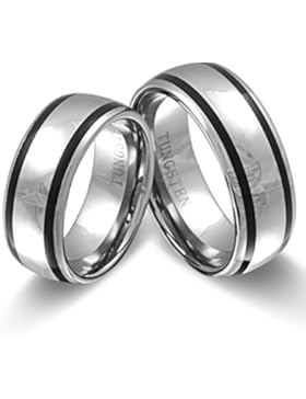 Adomio -Trauringe Partnerringe Verlobungsringe - Ringe im Set aus massivem Wolfram (TUNGSTEN) & gratis Wunschgravur