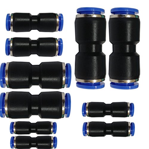 Pack of 12 Assorted Metric Equal Straight Speed fit air line push fit connectors