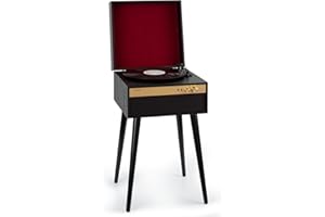 Auna Tourne-disque vinyle pour vinyles avec haut-parleurs, lecteurs de disques audio domestiques, émetteur et récepteur Bluetooth rétro vintage, systèmes stéréo
