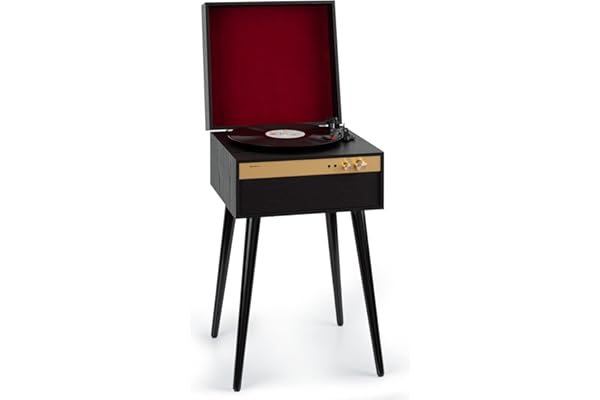 Auna Tourne-disque vinyle pour vinyles avec haut-parleurs, lecteurs de disques audio domestiques, émetteur et récepteur Bluetooth rétro vintage, systèmes stéréo