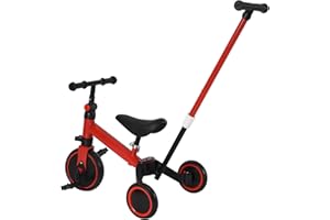 MAYMAR Tricycle Bébé Évolutif, Kinderkraft Velo Tricycle 2 en 1, Combine Trolley et Ride Fonction, Cadeau Bebe 1-5 Ans sans Freins (03, Rouge)