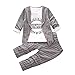 Produktbild 0-3 Jahre alt Babys Outfits , Janly Champions Tops + Pants + Mantel Kinder Jungen Buchstaben gestreiften Kleidung Anzüge (2-3 Jahre alt, Grau)