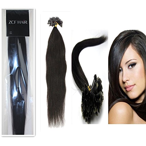 Straight 18'' 20'' 22'' Pre Bonded Tipped Hair Nail Tip U-tip 100% of Real Remy Human Hair Extensions 100S 17 Colors Beauty Popular Style (20inch 50g for 100s one pake, 1B black with brown)
