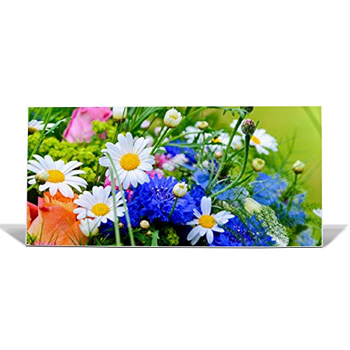 banjado - Pinnwand Magnettafel weiß 78cm x 37cm quer mit Motiv Blumenstrauß