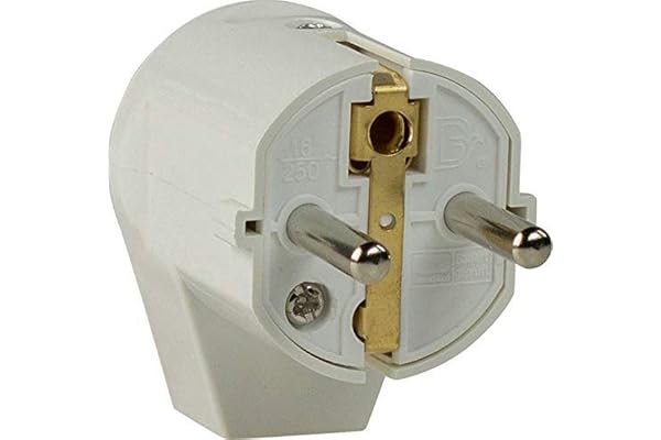 as - Schwabe fiche coudée – fiche de contact de terre avec double contact de terre – raccordement pour câbles jusqu’à un diamètre maximum de 1,5 mm² – 230 V / 16 A – IP20 – blanc, 45041