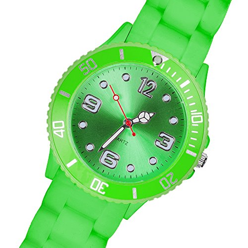 Taffstyle Bunte Sportuhr mit Silikonarmband Wasserdicht für Herren - Big 43mm - Grün Taffstyle Bunte Sportuhr mit Silikonarmband Wasserdicht für Herren - Big 43mm - Grün