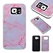 Produktbild Samsung Galaxy S6 PC Marmor-Hülle,Fanryn Marmor Optik Case Schutzhülle Crystal Case mit hochwertiger Marmor Optik Marmormuster Marble Design Hart PC Handy Hülle Durchsichtig Transparent Etui Cover Case Protective Shell Schutzhülle Telefon Kasten für Samsung Galaxy S6 – Rosa Marmor-Design