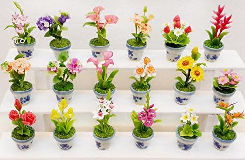 Proudnature Exotic Collectible Miniatures Garden Flower Pots Scale 1:12 Set of 18 .