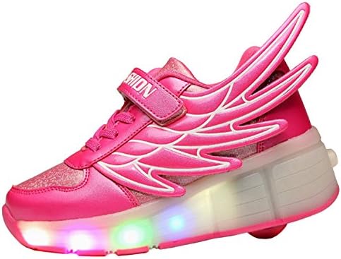 ECOTISH Kids Wing Style LED Flashing Lights Sneakers Roller Shoes Trainers Sport Shoe for Boys Girls