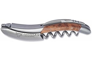 LAGUIOLE EN AUBRAC L Laguiole En Aubrac Sommelier Kellner-Korkenzieher, Wacholderholzgriff, Weinöffner mit Folienschneider und Flaschenöffner, gebürstete Nackenrolle