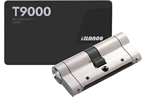 HEXIHER Cerradura de cilindro con 5 llaves 35/45, Euro Cobre Cerradura de cilindro de embutir de doble apertura con barra de acero antirrotura y tuerca antirrobo para puerta exterior antirrobo et interior