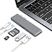 Produktbild Pourvie 6in-Gray USB C Hub Aluminum USB Type C Hub Adapter mit 40GBS Thunderbolt 3/Type C Connections, 2 USB 3.0 Extension Connector SSE Micro Card Reader, SD Card und 1 für 2016/2017 MacBook Pro