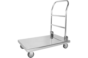 Beeketal 'TWB-1' Gastro Edelstahl Plattformwagen klappbar mit Gummi Rollen (geräuscharm) bis 350 kg belastbar, Schwerlast Küchen Transportwagen Handwagen Transportfläche: ca. 500 x 700 mm