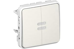 Legrand 069626 Double Interrupteur ou Va et Vient Lumineux Étanche Plexo Composable IP55, 10AX, 250V, Blanc