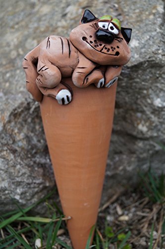 Keramik Pflanztüte mit Katze Gartendeko Handarbeit Wohnen Tierfigur Blumentopf