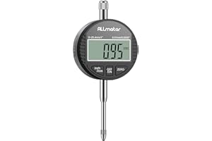 ALLmeter Digitale Messuhr 0,01 mm / 0,0005'', Präzise Messuhr Digital mit LCD-Display, Messbereich 0–25,4 mm (1''), Umschaltbar zwischen mm/Zoll, Ideal für Maschinenbau, 3D Drucker Messuhr, Schwarz