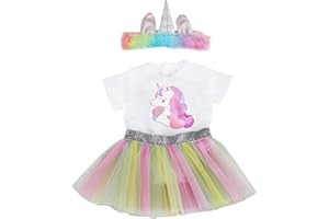 NHPY 3 Pcs Vetement Poupee, Vetement Poupee Corolle 36Cm, Vêtement De Poupée Poupon 36Cm Barboteuse Licorne Habit Vêtement De Poupée Poupon 36-43Cm,Vetement Poupon 30 Cm,1 Jupe, 1 Coiffe