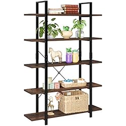 Homfa Étagère de Rangement Bibliothèque à 5 Niveaux Vintage en Bois et Métal Étagère à Fleurs 105.2×33×177.5cm