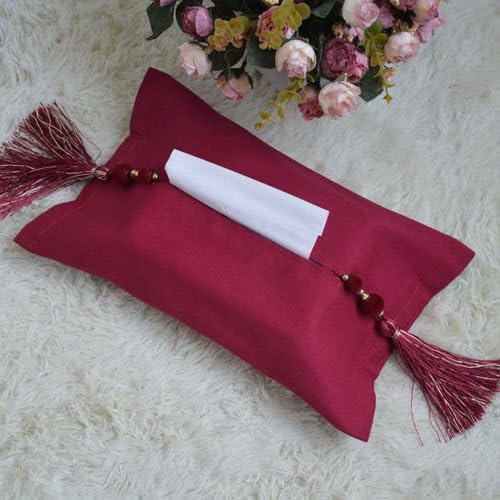 TISZJHU Cotton/Dark Red Gebu Art Tissue Box Tissue Box Removable Tissue Box New,18x26cm