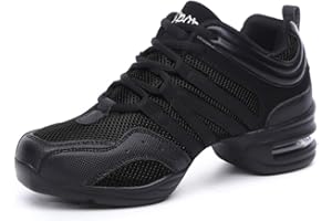 Kivors Women's Jazz Shoes Trainers Dance Shoes Lace Up Cushion Mesh Ladies Split Sole Walking Dancing Sports Sneaker Heel Shoes