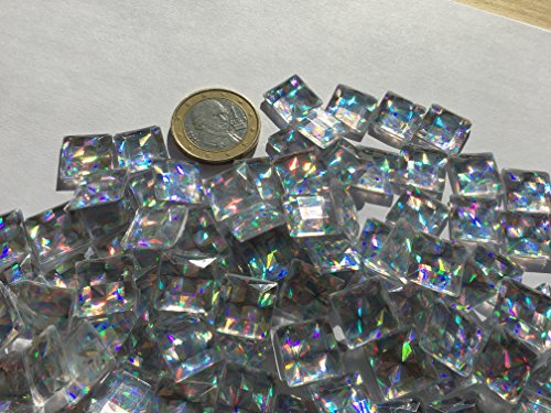 200 Stück 11mm selbstklebende glitzernde aurora borealis Mosaik Steinchen Bunte Disco Kugel Effekt Regenbogen Mischung Deko Strasssteine eckige Acrylsteine Opaleffekt Regenbogeneffekt Laser Optik Regenbogensteine transparent klar kristall basteln Gltzersteine Schmucksteine Strass Steine zum Verzieren Dekorieren von CRYSTAL KING - 2