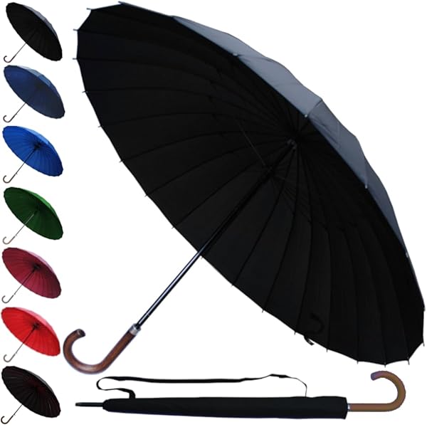 doppler Nature Stick paraplu I duurzame paraplu gemaakt van PET flessen & hout I stevige automatische paraplu met 106cm diameter I robuust & veilig in wind & regen
