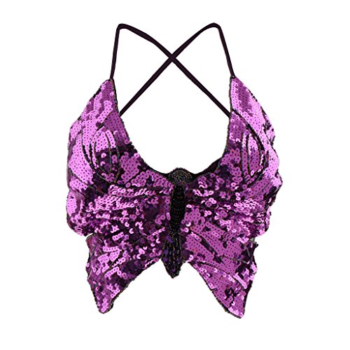 Sharplace Haut Belly Danse Sequin Soutien Gorge Danse Orientale Femme Bra Costume à Pailletes et Frange Sequin