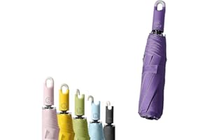 HIMKA Ombrello Triplo Apribile E Retrattile con Fibbia, Ombrello Pieghevole con Apertura Automatica E Chiusura Automatica per Donna E Uomo, Ombrello da Viaggio Portatile (Purple)