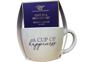 HEZVIC Hot Chocolate Gift Set - Cup of Happy Mug Gift Set with Hot Chocolate, Mini Marshmallows and Mug - Gift for Women This Valentine and Mother's Day