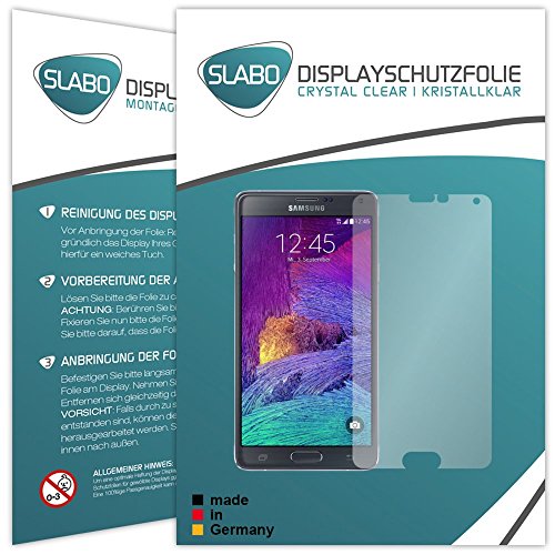 4 x Slabo Displayschutzfolie Samsung Galaxy Note 4 Displayschutz Schutzfolie Folie (verkleinerte Folien, aufgrund der Wölbung des Displays) „Crystal Clear“ unsichtbar MADE IN GERMANY - 2