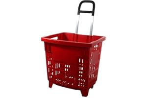 GERSO - Carrello spesa 55 litri con ruote Cestino spesa in plastica ABS, mobile, di colore rosso