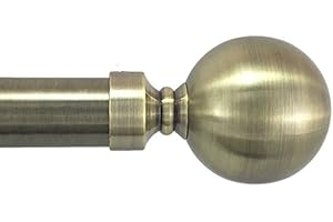 Your Home Online Set Of 2 End Finials For 28mm Curtain Pole Rod Antique Brass (Venice Metal Ball Finials)