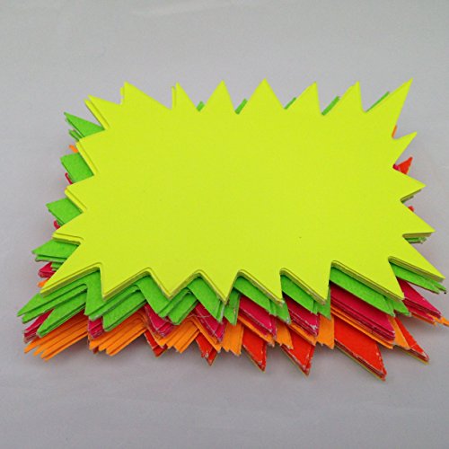 120 x neon flourescent stars - 10cm x 7.5cm [ 4" x 3" ]assorted neon flashs cards great for creative fun