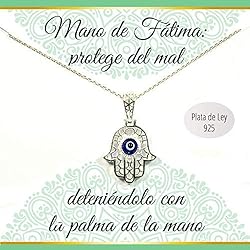 Colgante Mano de Fátima con ojo Turco Plata de Ley | Collar con mensaje | Regalos especiales | Collar amuleto | Envío gratis