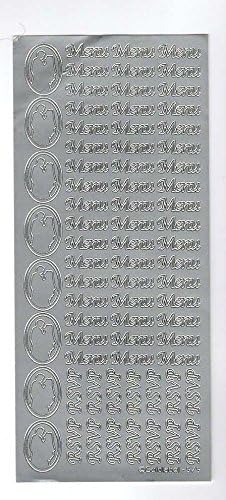 peel off craft stickers menu and rsvp words with silloutte of couple in ovals ideal cards, invites, balloon decoration, table decoration, candles and more.,