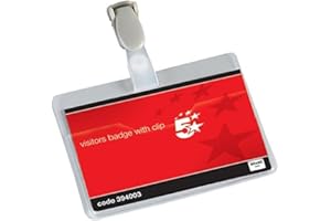 5 Star Office Name Badges Visitors Landscape with Plastic Clip 60x90mm (Pack 25), Transparent