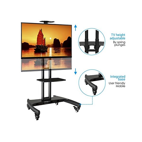 Universal Mobile TV Stand For LED OLED LCD Plasma 32 To 65 Inch Black - Image 4