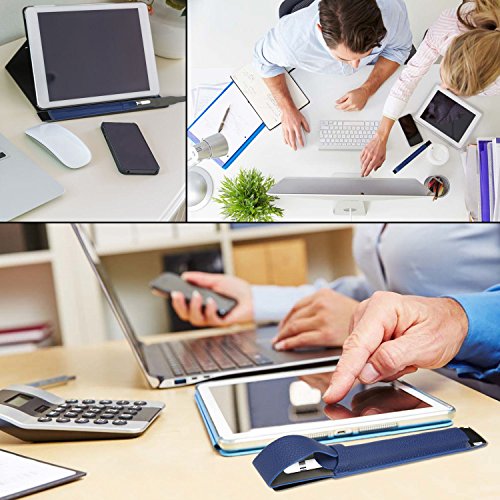 Apple Pencil hülle halter, SOCU Premium-PU Leder Bleistift Taschen Sleeve abnehmbare Beutel-Abdeckung für Apple-Bleistift für iPad Pro 9.7, 12.9 Zoll tiefblau - 7