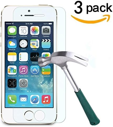 iPhone 5/5S/SE/5C Screen Protector,Juyi [Anti-Bubble] [HD Ultra Clear] Premium Tempered Glass Screen Protector for iPhone 5, iPhone 5s,iPhone SE,iPhone 5c (5se-3pack)