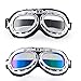 Produktbild QILICZ 2stk Motorrad Schutzbrille Fliegerbrille Aviator Vintage Pilot Biker Cruiser Helmmaske Sport,Outdoor-winddicht Skibrillen UV-Schutz fahren Gläser CS Armee taktische militärische Schutzbrille