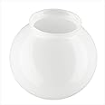 LUMIS Splayed/Flanged Neck Glass Globe Replacement Lampshade for Ceiling Lights. 20.0cm Diameter (8”), Neck: 10.3cm (4"), White