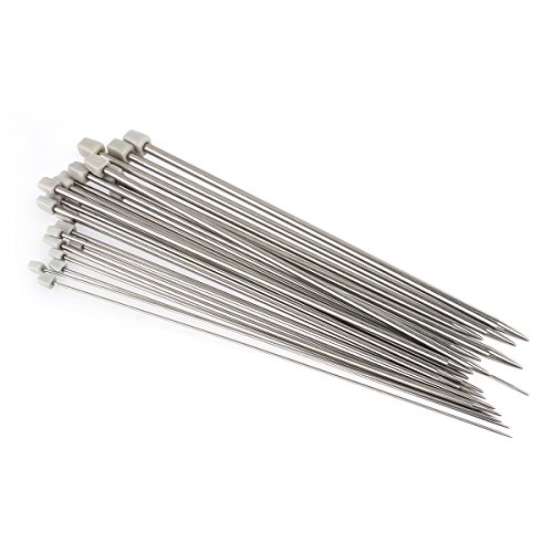 PIXNOR 11 Paare Stricknadeln Rostfreier Stahl Stricknadel Stricknadeln Metall mit unterschiedlicher Größe von 2,0 mm /2.5mm /3.0mm /3.5mm /4.0mm /4.5mm /5.0mm /5.5mm /6.0mm /7.0mm /8.0mm - 8