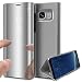 Produktbild Hülle für Galaxy S8,Homikon Luxury PU Leder Spiegel Hülle Lederhülle Bookstyle Beirftasche Ultra Dünn Überzug Spiegel Folio Schutzhülle Slim Fit Klappbar Handyhülle Semi-Transparentes Mirror Effect Case Wallet Transluzent View Cool Männer Frauen Mädchen Handytasche Standing Anti-Scratch Flip Cover Bumper Clear Buchstil Klapptasche in Lederoptik mit Standfunktion Schutz Rückschale Handy Tasche Etui Backcover für Samsung Galaxy S8 - Silber